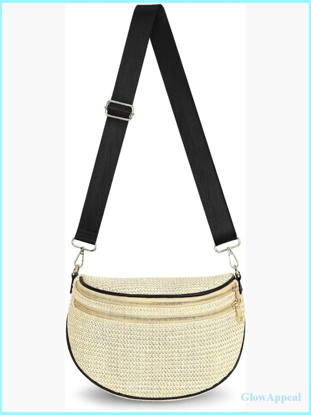 Woven Straw Bum Bag Crossbody Fanny Pack Adjustable Strap Summer Vacation Waist